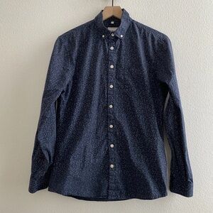 FRANK & OAK Men’s Blue Dotted Patterned Dress Shirt, Size XL